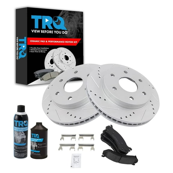 TRQ Ceramic Brake Pad & Disc Rotor Kit w/Chemicals for Silverado Sierra Tahoe BKA16849 Fits select: 1999-2007 CHEVROLET SILVERADO, 2000-2006 CHEVROLET TAHOE
