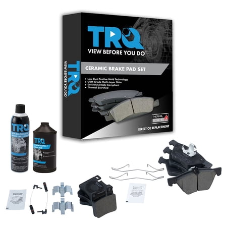 TRQ Ceramic Brake Pad Front & Rear Kit w/Chemicals for Mercedes Benz CLK E SLK BFA15146
