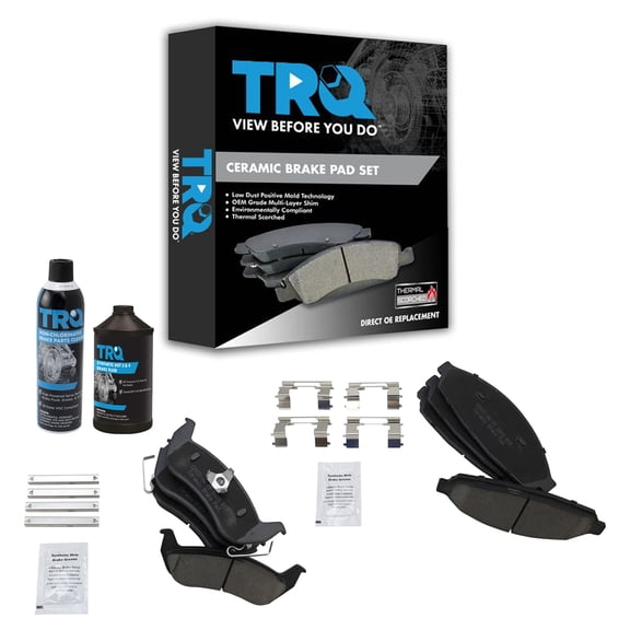 TRQ Ceramic Brake Pad Front & Rear Kit w/Fluids for Crown Vic Town Car Grand BFA15126