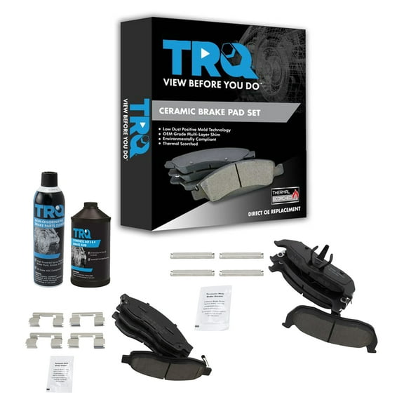 TRQ Ceramic Brake Pad Front & Rear Kit w/Fluids for Nissan Titan Infiniti QX56 BFA15280