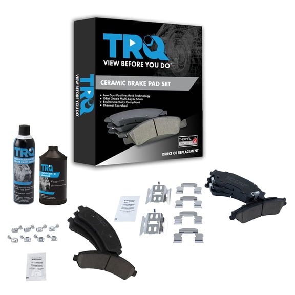TRQ Ceramic Brake Pad Kit Front & Rear Kit w/Chemicals BFA15117