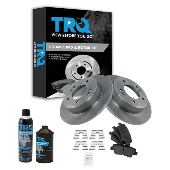 TRQ Ceramic Brake Pad & Rotor Rear Kit w/Chemicals for Hyundai Elantra BKA15502