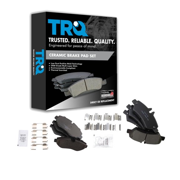 TRQ Front and Rear Ceramic Brake Pad Set Fits 2007-2009 Dodge Sprinter 2500 2007-2014 Freightliner Sprinter 2500 2016 2010-2018 Mercedes-Benz