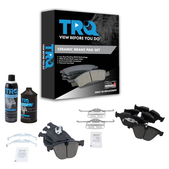 TRQ Ceramic Disc Brake Pad Front & Rear Kit w/Chemicals for BMW 5 6 7 Series BFA15245 Fits select: 2008-2010 BMW 535, 2006-2008 BMW 750