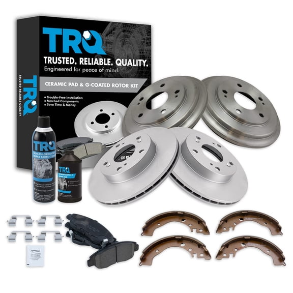 TRQ Ceramic Pad Coated Rotor Drum & Shoe Kit with Fluids for Honda BKA23641