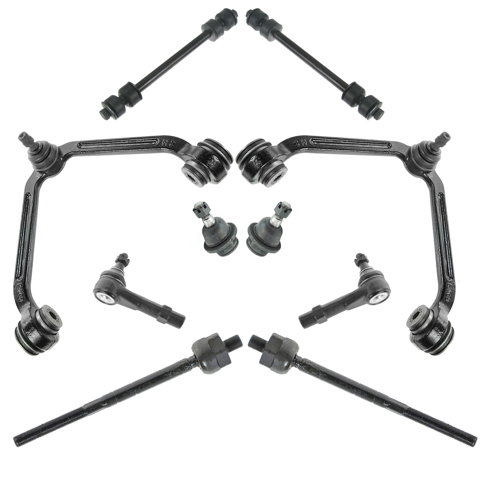 TRQ Control Arm Ball Joint Tie Rod Sway Link Steering Suspension 10pc ...