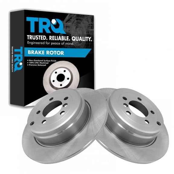 TRQ Rear Brake Rotors Set Solid Fits Select 2003-2005 Land Rover Range Rover