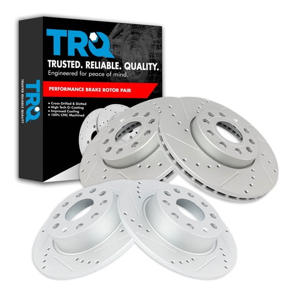 TRQ Drilled Brake Rotor Set Fits Select Audi A3 Beetle e-Golf Golf Jetta Rabbit
