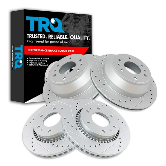 TRQ Drilled Brake Rotor Set Fits Select SSR Trailblazer Envoy Ascender 9-7x Rainier