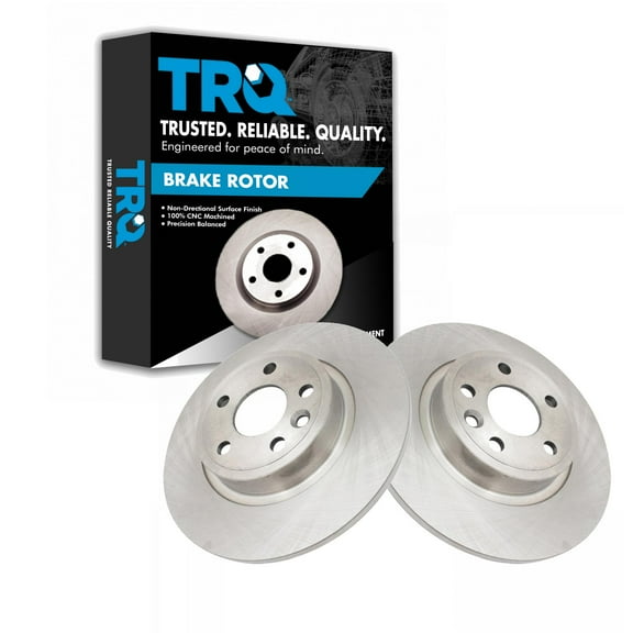 TRQ Driver & Passenger Side Brake Rotors Set Solid Fits Select 2018-2020 Jaguar E-Pace 2015-2019 Land Rover Discovery Sport
