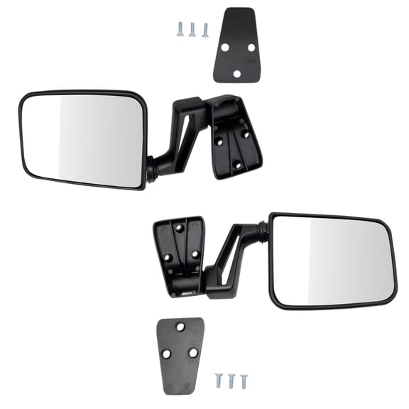 TRQ Driver & Passenger Side Manual Mirror Set Paint to Match Smooth Black Fits 1987-2002 Jeep Wrangler CH1320102 CH1320104 CH1320296 CH1321102 CH1321103 CH1321296