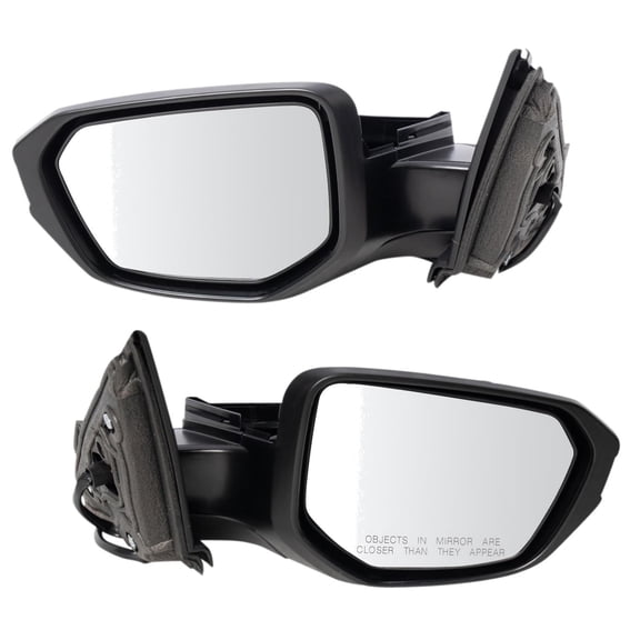 TRQ Driver & Passenger Side Power Mirror Set Paint to Match Smooth Black Fits 2017-2021 Honda Civic Hatchback LX Sport Type R HO1320342 HO1321342