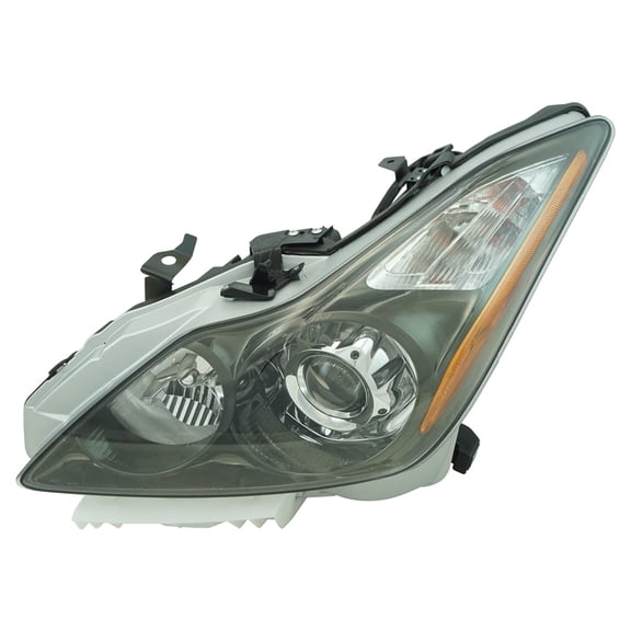 TRQ Driver Side Headlight Assembly HID Dark Titanium Light Bezel Fits 2011-2013 INFINITI G37 2014-2015 Q60 With High-Intensity Discharge lights IN2502148