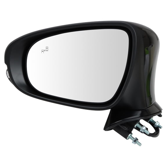 TRQ Driver Side Power Heated Mirror with Blind Spot Indicator Smooth Black Paint to Match Fits 2014-2015 Lexus IS250 2016-2017 IS200t 2016-2020 IS300 2014-2020 IS350 LX1320171