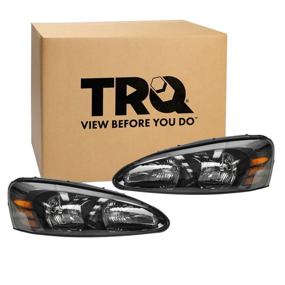 TRQ Driver and Passenger Side Headlight Assembly Set Fits 2004–2008 Pontiac Grand Prix