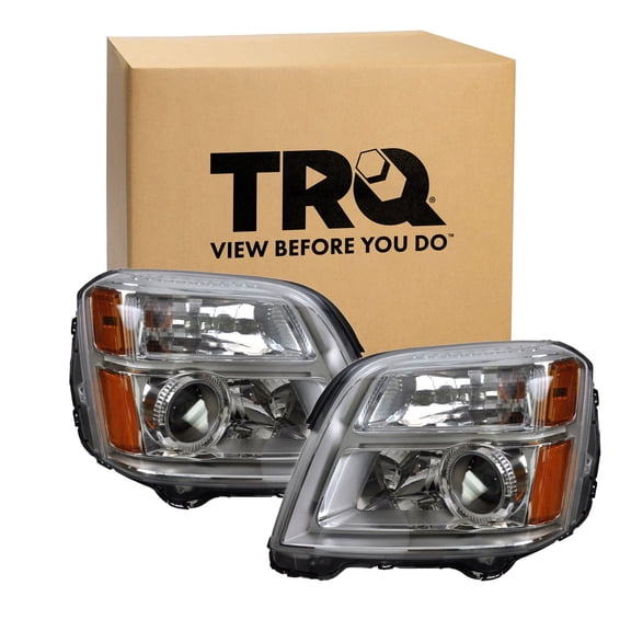 TRQ Driver and Passenger Side Headlight Assembly Set Fits 2010–2015 GMC Terrain