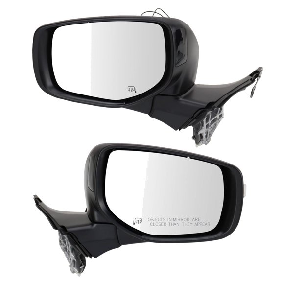 TRQ Driver and Passenger Side Power Heated Folding Mirror Set Smooth Black with Blind Spot Fits 2020-2022 Subaru Legacy Outback SU1320188 SU1321188