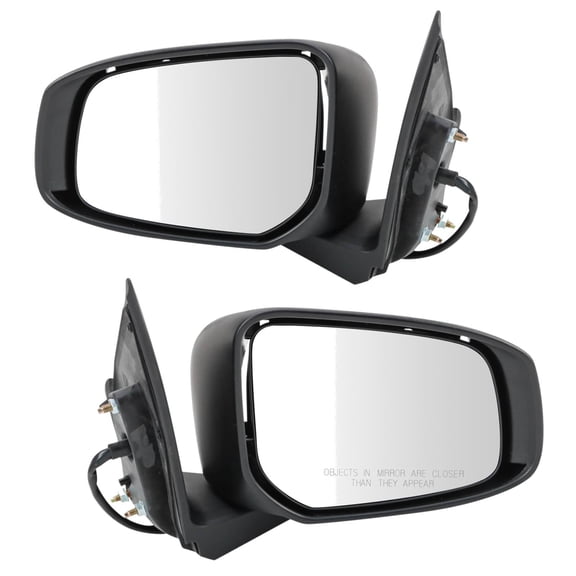 TRQ Driver and Passenger Side Power Mirror Set Smooth Black Manual Fold Without Heat Fits 2015-2022 Mitsubishi Mirage Mirage G4 MI1320148 MI1321148