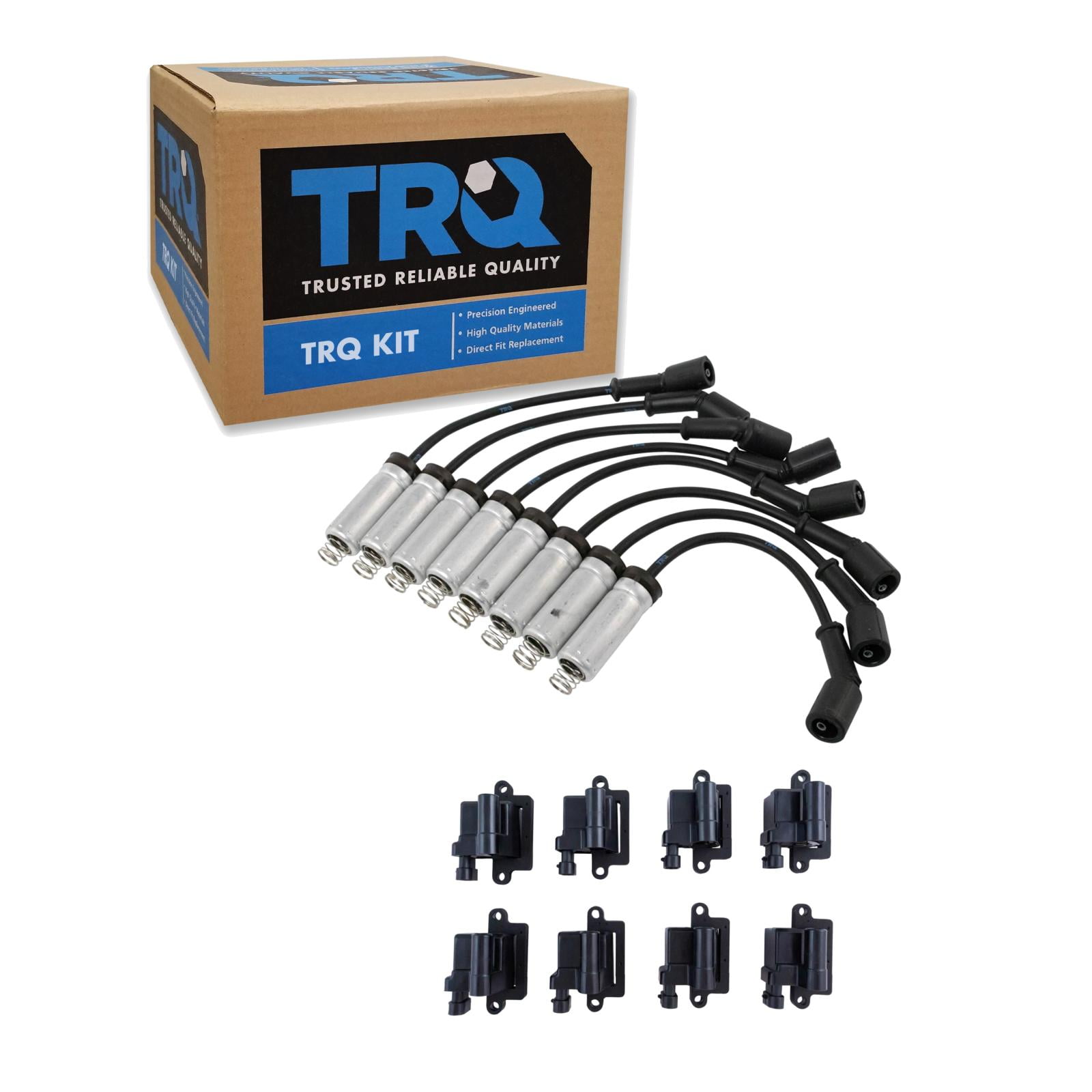 TRQ Engine Ignition Coil & Spark Plug Wire Kit Set for Silverado Sierra