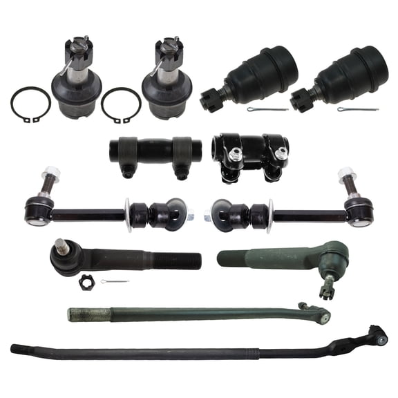 TRQ Front Steering & Suspension 12 Piece Kit Ball Joint Drag Link Sway Bar Stabilizer Link Tie Rod Tie Rod Adjusting Sleeve 4WD Fits 2010-2013 Ram 2500/3500