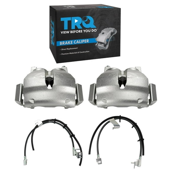 TRQ Front Brake Caliper Set Brake Hose Compatible with 2003-2006 Ford Expedition Lincoln Navigator
