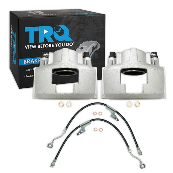 TRQ Front Brake Caliper Set Brake Hose Compatible with 1988-1999 Chevrolet C1500 1992-1999 C1500 Suburban 1988-1998 C2500 1992-1996 C2500 Suburban 1995-2000 Tahoe GMC Yukon