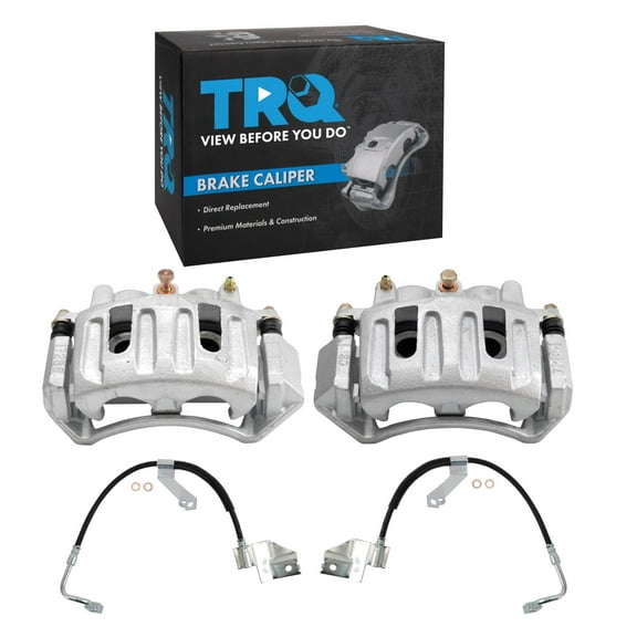 TRQ Front Brake Caliper Set Brake Hose Compatible with 1997-2001 Ford F-150