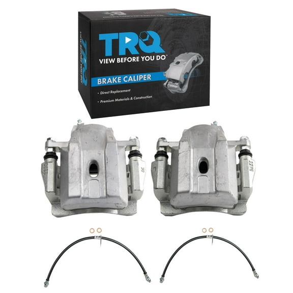 TRQ Front Brake Caliper Set Brake Hose Compatible with 2004-2009 Toyota Prius