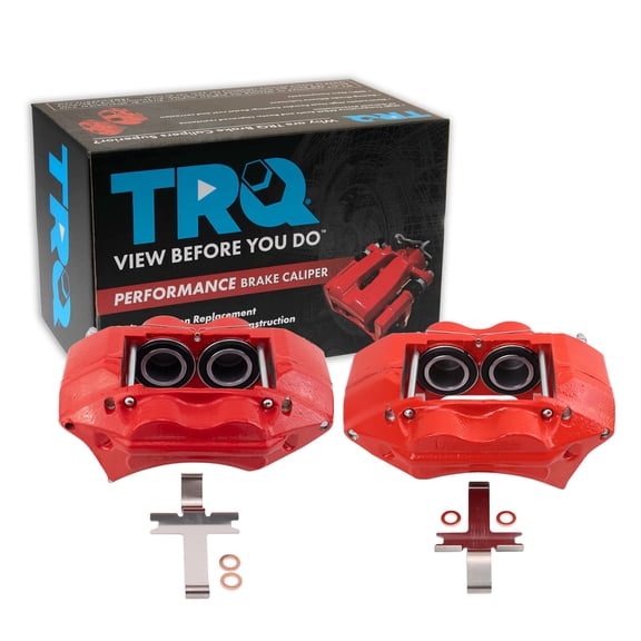 TRQ Front Brake Caliper Set Painted Red Brackets Fits 1995-2004 Toyota Tacoma
