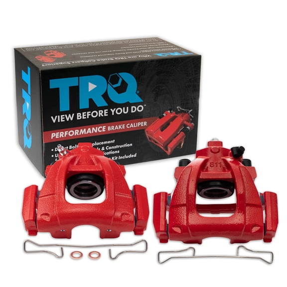 TRQ Front Brake Caliper Set Painted Red Brackets Fits 2002-2008 Mini Cooper