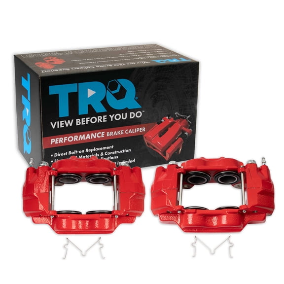 TRQ Front Brake Caliper Set Painted Red Brackets Fits 2003-2005 Toyota 4Runner 2007-2014 FJ Cruiser 2003-2007 Sequoia 2000-2006 Tundra