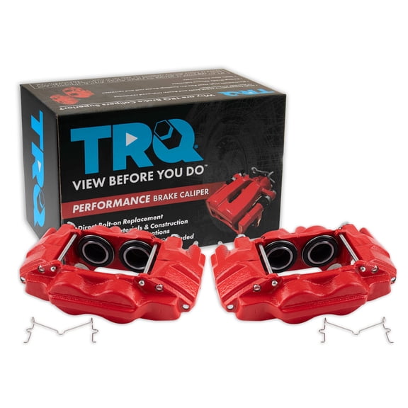 TRQ Front Brake Caliper Set Painted Red Brackets Fits 2003-2009 Toyota 4Runner 2007-2014 FJ Cruiser 2005-2023 Tacoma