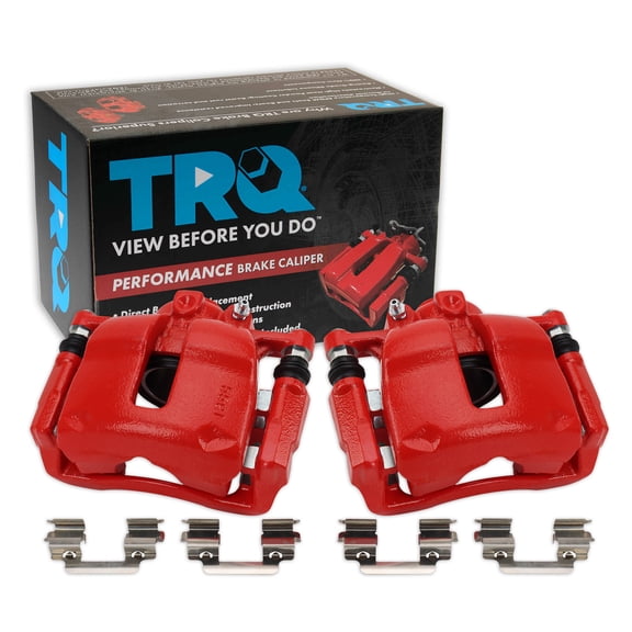 TRQ Front Brake Caliper Set Painted Red Brackets Fits 2007-2011 Mini Cooper