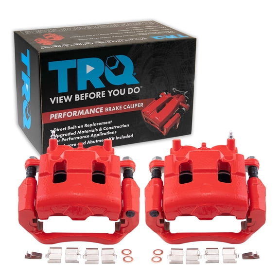TRQ Front Brake Caliper Set Painted Red Brackets Fits 2007-2014 Ford Edge 2007-2015 Lincoln MKX