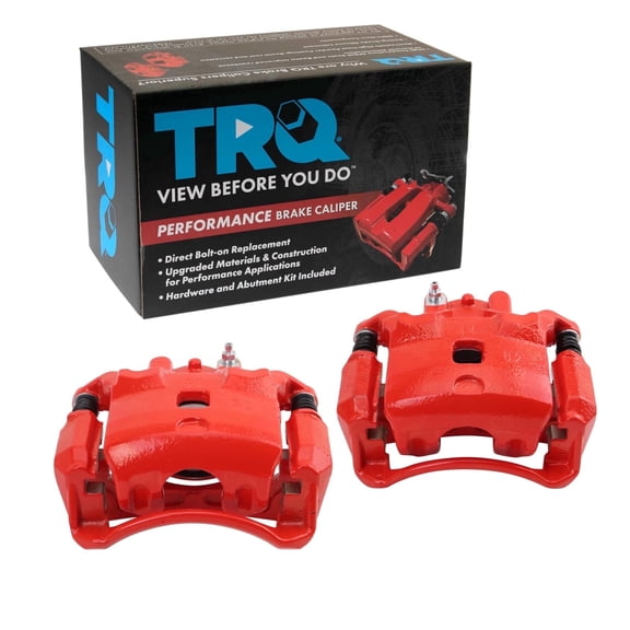 TRQ Front Brake Caliper Set Painted Red Brackets Fits 2007-2019 Nissan Sentra