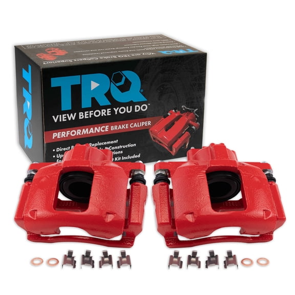 TRQ Front Brake Caliper Set Painted Red Brackets Fits 2009-2013 Dodge Journey