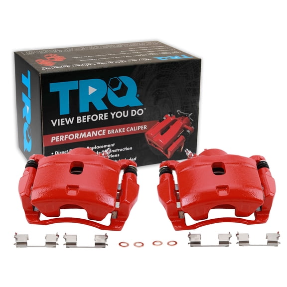 TRQ Front Brake Caliper Set Painted Red Brackets Fits 2014-2015 Acura ILX 2003-2017 2013-2021 Honda Accord Civic
