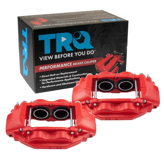TRQ Front Brake Caliper Set Painted Red Brackets Fits 2016-2022 Toyota Sequoia 2016-2021 Tundra