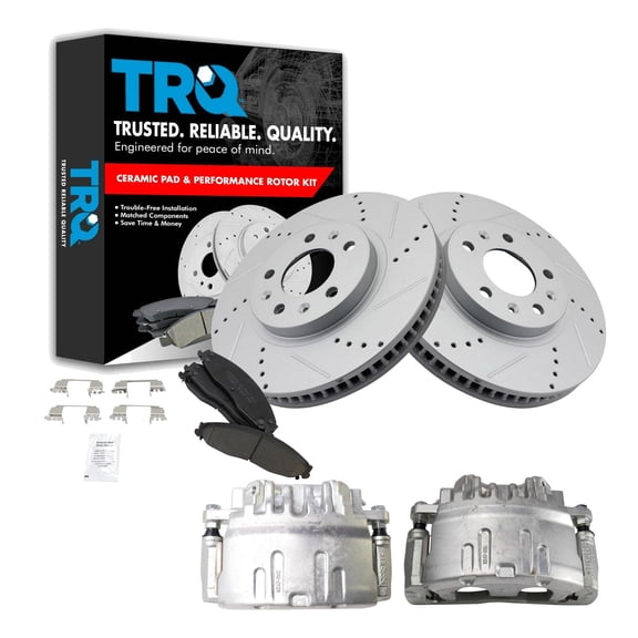 TRQ Front Brake Calipers Ceramic Pads & Drilled Rotors Fits 03-07 Cadillac CTS BKA26177 Fits select: 2007 CADILLAC CTS-V HI FEATURE V6, 2006 CADILLAC CTS-V