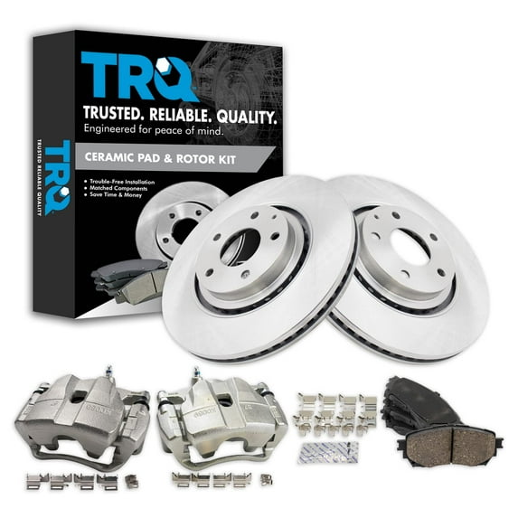 TRQ Front Brake Calipers Ceramic Pads & Rotors Fits 2019-2020 Mazda 6 BKA25274
