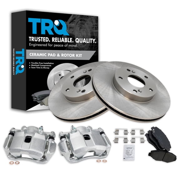 TRQ Front Brake Calipers Ceramic Pads & Rotors Fits Select 2013-2014 Fit 2014 ILX