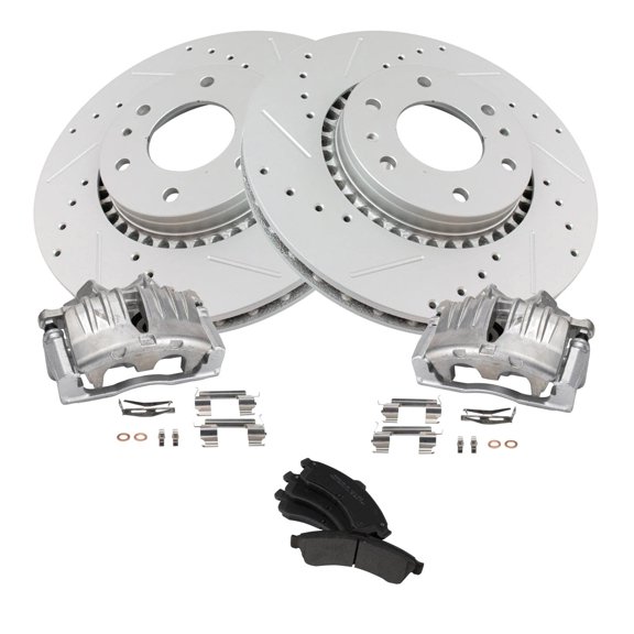 TRQ Front Brake Calipers Pads & Drilled Rotors Fits Select Ascender Envoy Rainier SSR +