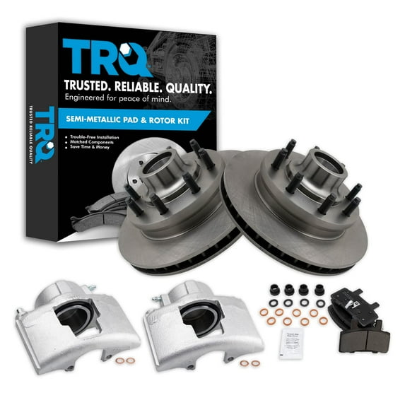TRQ Front Brake Calipers Pads & Rotors Fits 1994-1999 Dodge Ram 2500 BKA25416