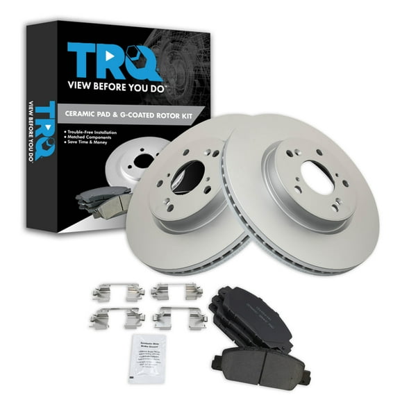 TRQ Front Brake Pad & Rotor Kit Brake Pads Brake Rotor Ceramic Premium G-Coated Fits Select 2016-2019 Honda HR-V