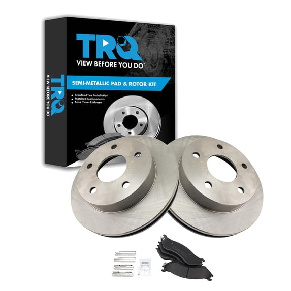 TRQ Front Brake Pad & Rotor Kit Brake Pads Brake Rotor Semi-Metallic Fits Select 2000-2001 Dodge Ram 1500