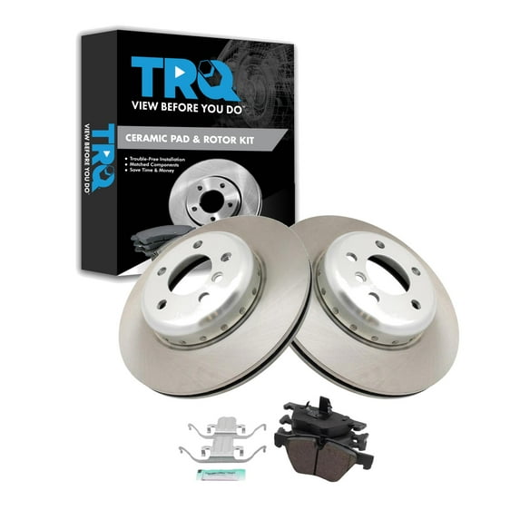 TRQ Front Brake Pad & Rotor Kit Brake Pads Brake Rotor Ceramic Fits Select 2011-2016 BMW 528i