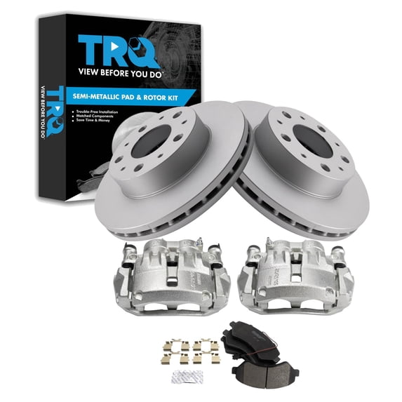 TRQ Front Brake Pad & Rotor Kit Brake Caliper Brake Pads Brake Rotor Semi-Metallic Fits Select 2014-2020 Ram ProMaster 1500 ProMaster 2500 ProMaster 3500