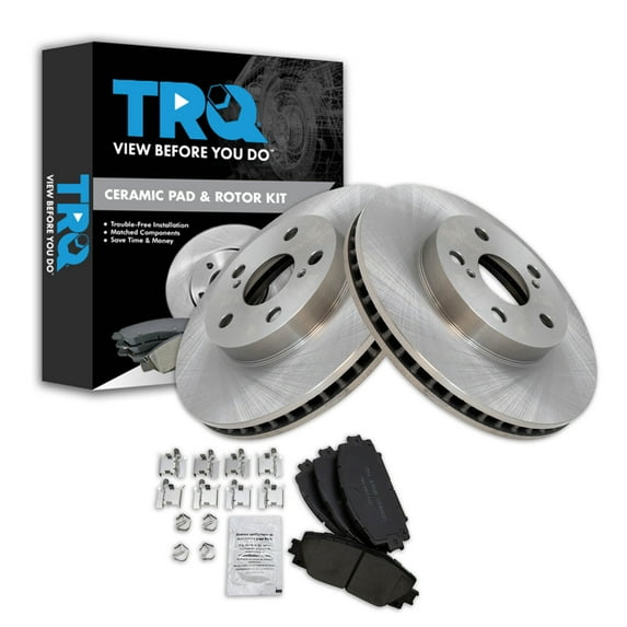 TRQ Front Brake Pad & Rotor Kit Brake Pads Brake Rotor Ceramic Fits Select 2011-2017 Lexus CT200h 2010-2015 Toyota Prius 2012-2015 Prius Plug-In