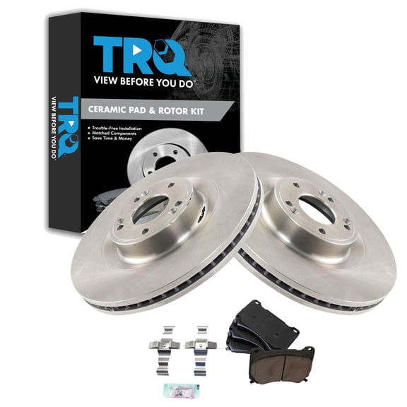 TRQ Front Brake Pad & Rotor Kit Brake Pads Brake Rotor Ceramic Fits Select 2011 Hyundai Equus 2012-2014 Genesis
