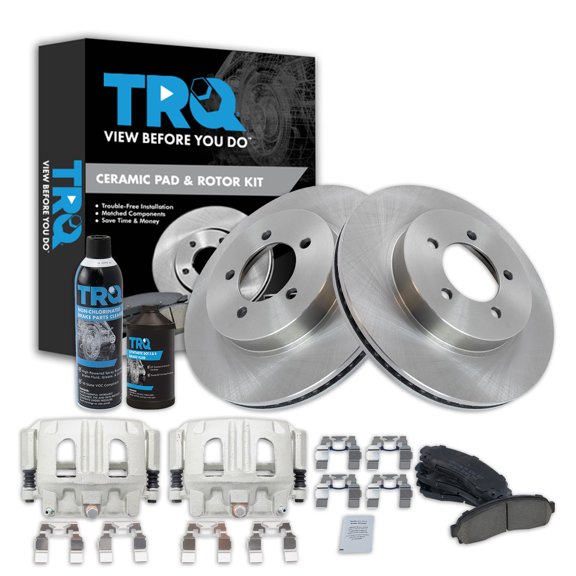TRQ Front Brake Pad & Rotor Kit Brake Caliper Brake Chemical Kit Brake Pads Brake Rotor Ceramic Fits 2002-2005 Ford Explorer Mercury Mountaineer